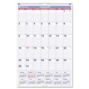  KC AAG Recycled Monthly Wall Calendar, Blue and Red, 20 x 