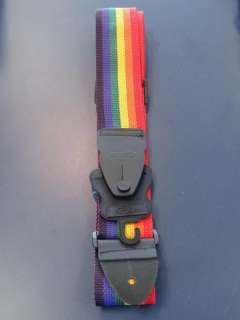 Economy Guitar Strap Poly Web Leather Ends RAINBOW  