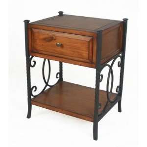  Country Wood and Iron 1 Draw Accent Std Furniture & Decor