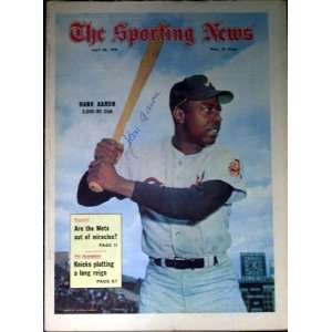  Hank Aaron Autographed/Hand Signed Sporting News Magazine 