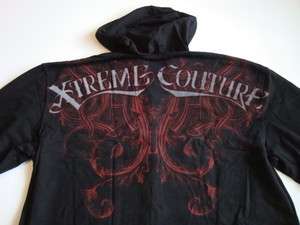 Xtreme Couture Full Zip Hoodie Sweatshirt NWT XL Blk  SHACKLED 