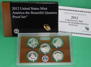 2012 America the Beautiful Quarters Clad Proof Set Us Mint Box COA & 5 