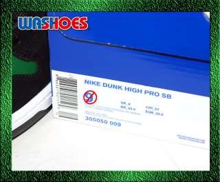 2011 Nike Dunk High Pro SB Black College Orange Pine Green US 7.5~12 