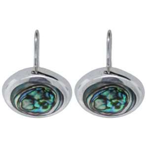  Sterling Silver Abalone Inlay Oval Drop Earrings Jewelry