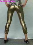 Shiny gold metallic leggings tights pants rock pt213  