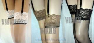 CUBAN HEEL BACK SEAMED LACE TOP STOCKING 2053  