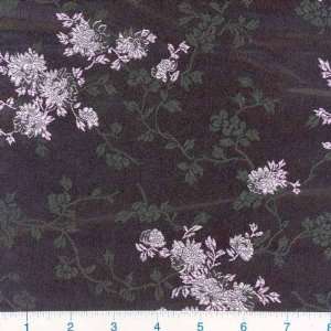   Oriental Brocade Mums Lavender/Black Fabric By The Yard Arts, Crafts