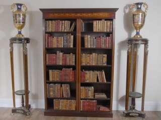 Mahogany Open Front Bookcase Sheraton Inlay Regency  