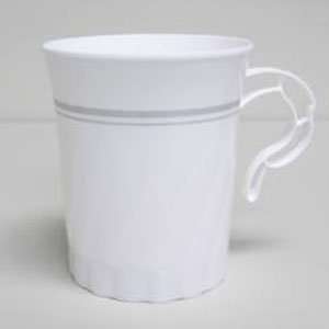 WNA Comet CWM8192WSLVR 8 oz White Plastic Masterpiece Coffee Cup with 