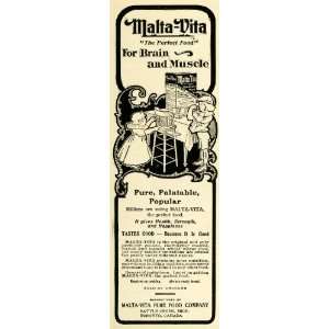  1902 Ad Malta Vita Brain Boy Flexed Muscle Food Pure Food 