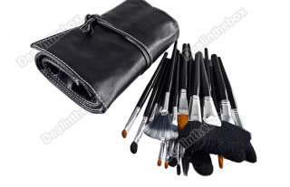 Pro Makeup Cosmetic Brush Sets Kit + Roll Up Case 24pcs  
