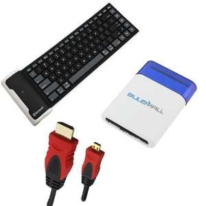 HDMI to HDMI Cable (Black/Red) + Bluetooth Wireless Silicone Keyboard 