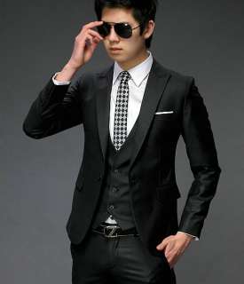 Mens Slim Fit Blazer Suit Dress Vest Black Gray 2456  