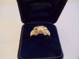 TIFFANY & CO 18K GOLD DIAMONDS FIGURE X RING SIZE 6  