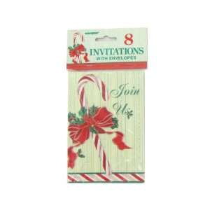  8 pack candy cane invitations with envelopes   Pack of 24 
