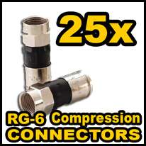 25 lot RG 6 Coax Compression Connector RG6 Coaxial  