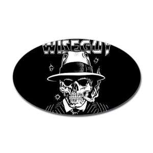  Sticker (Oval) Wiseguy Skeleton Smoking Cigar with Bullet 