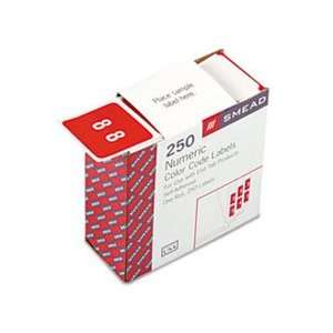  Single Digit End Tab Labels, Number 8, White on Red, 250 