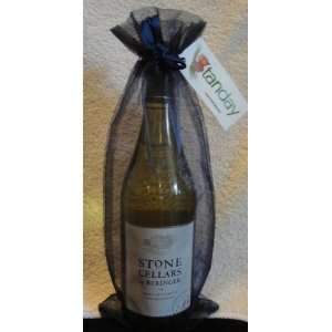   x15 Wine Bottle Organza Bag Gift Pouch (6 Bags) Navy 
