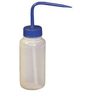  WW 8B Low Density Polyethylene 8oz Wide Mouth Wash Bottle, with Blue 