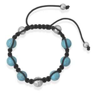   Macrame Bracelet with Turquoise Beads. 