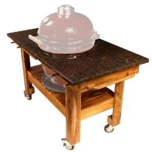  Acacia Cart with Red Midnight Granite (Natural Wood / Red 