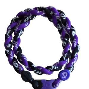 Phiten Custom Tornado Necklace   Purple with Black 20 Finished Length