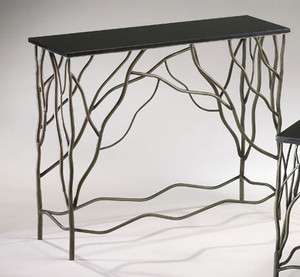 Wrought Iron Granite Top Branch Console Table  