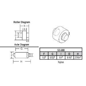  Sliding Window Replacement Roller, Nylon Wheel, with Axle 