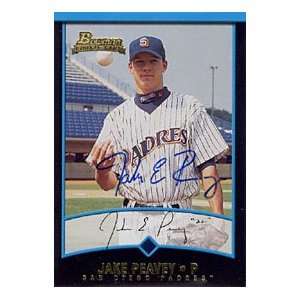  Jake Peavy Autographed / Signed 2001 Bowman No.397 