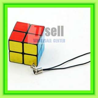 2x2 small Rubik Cube Puzzle phone chain Key chain Black  