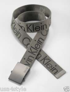 CALVIN KLEIN GRAY Cotton LOGO Belt Adjustable Buckle for Men NEW WITH 