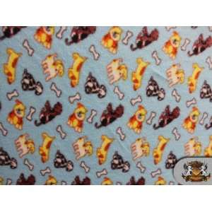    Fleece Printed Dogs and Bones Fabric / By the Yard 