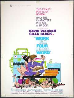 Orig 1968 WORK IS A FOUR LETTER WORD 30x40 Movie Poster  