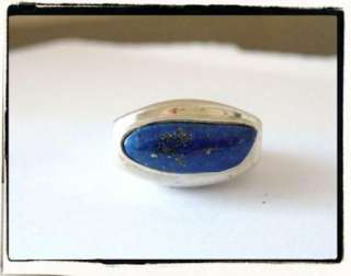 CHUNKY VINTAGE STERLING SILVER 925 LAPIS MODERN RING 5  