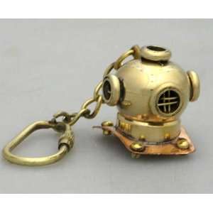  4 Nautical Brass US Navy Diver Helmet Key Chain