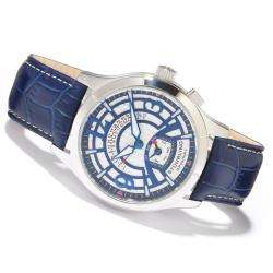 NEW Stuhrling 247A Baily Grand Auto Silver Dial Blue Numerals Leather 
