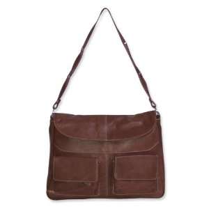  Chestnut Leather Zip Top Shoulder Bag Jewelry
