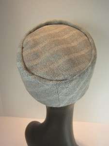   Hat 1960s Designer Franklin Row Toque Grey Plaid Wool Retro  