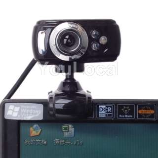   PC Computer Laptop USB 30M HD Webcam Web Cam With Microphone Mic 3 LED