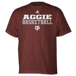  Texas A&M Aggies Maroon adidas Basketball Sideline T Shirt 