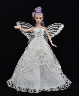 Gorgeous White Butterfly Wedding Dress For Barbie Doll  