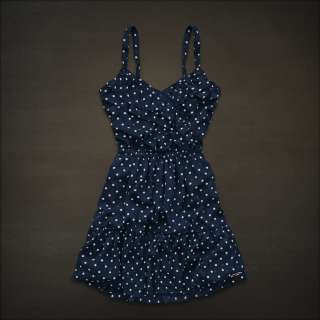   HCO Women Navy Blue White Polka Dot Ruffle Dress XS Victoria Beach NWT