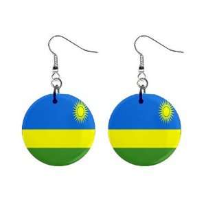  Rwanda Flag Button Earrings 