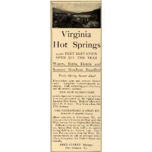  1906 Ad Virginia Hot Springs Hotels Lodging Vacation 