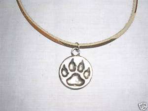 WILD WOLF PAW PRINT SILVER PEWTER PENDANT 18 NECKLACE  