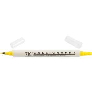  Zig Memory System Calligraphy Dual Tip Marker, Pure Yellow 
