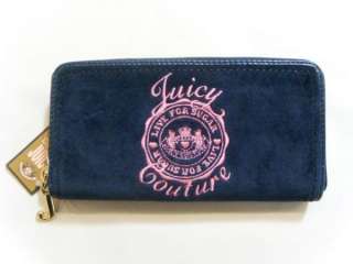 NWT JUICY COUTURE Black Regal Pink Zip Clutch Wallet  