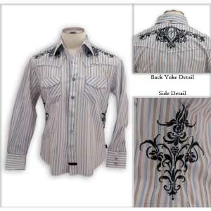   Temple Long Sleeve Shirt, Blue/White Stripe, M Musical Instruments