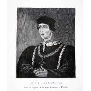  1892 Wood Engraving King Henry VI Costume English Signet Ring 